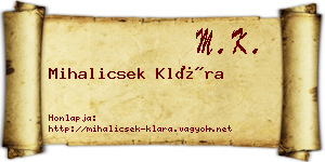 Mihalicsek Klára névjegykártya
